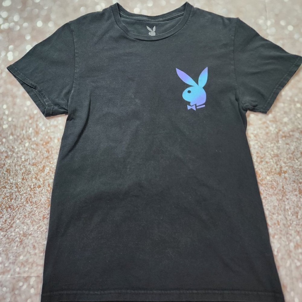 Playboy Black Cotton Logo T-Shirt, Women's Small